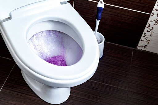 reynolds purple toilet Toilet flushing purple water.